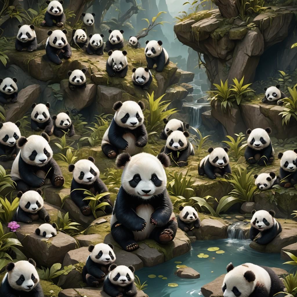 Cute Baby Panda in Detailed Matte Painting