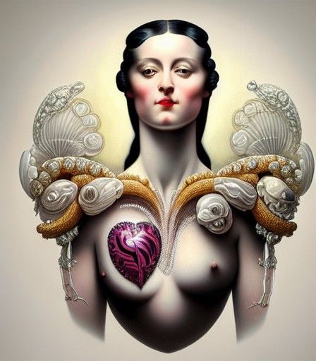 Rococo Art Deco Angel with Crystal Heart