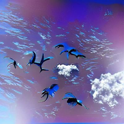 Birds Soaring in a Deep Blue Sky