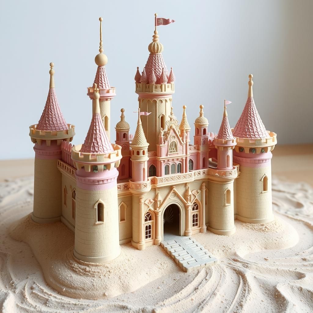 Detailed Pastel Sandcastle AI Art
