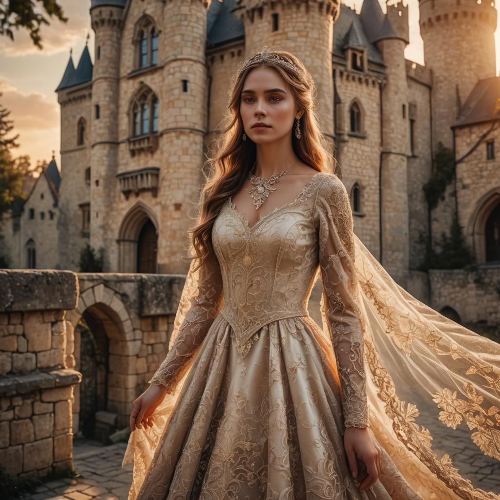 Medieval Princess at Sunset: A Fantasy Art Portrait