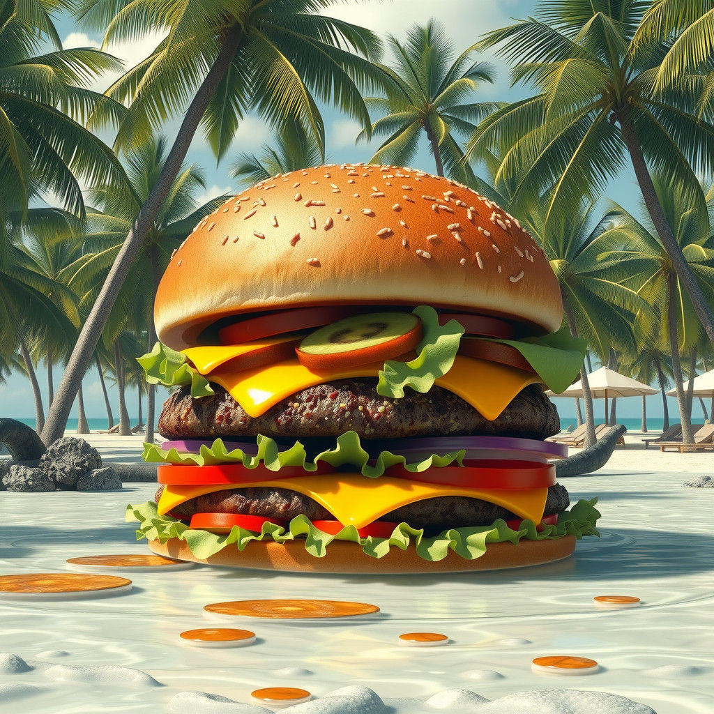 Colossal Burger in Tropical Paradise Picnic
