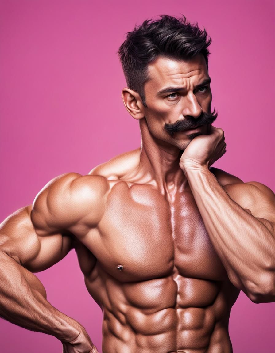 Muscular Male Portrait in Detailed Digital Painting