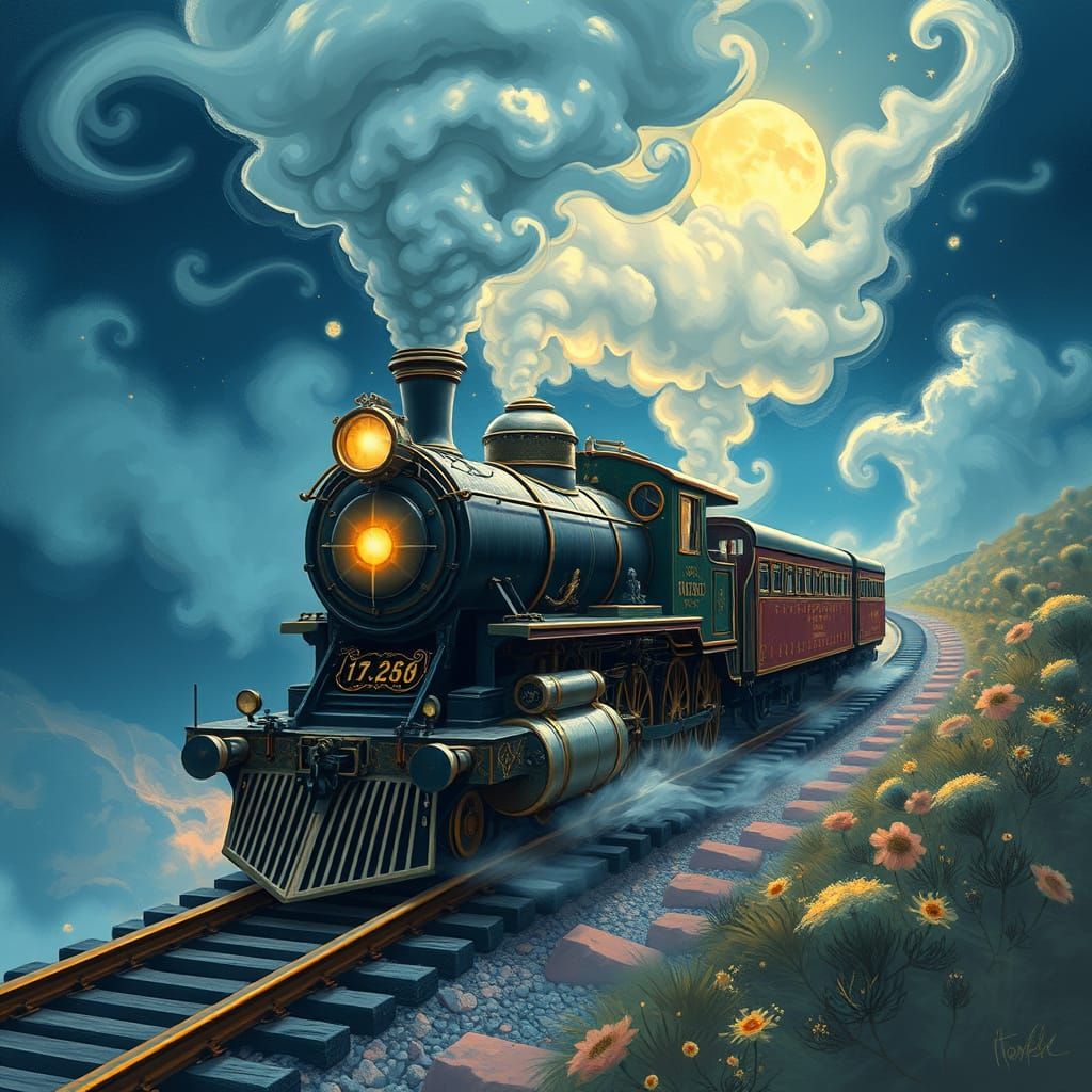 Steam-Powered Locomotive in a Dreamscape