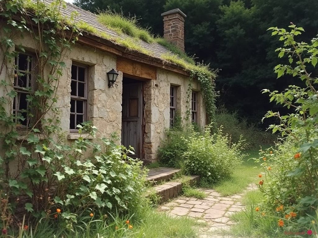 Ruined Irish Cottage with Overgrown Garden