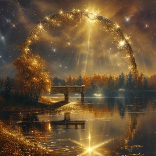 Arched Stone Bridge in Golden Autumn Light