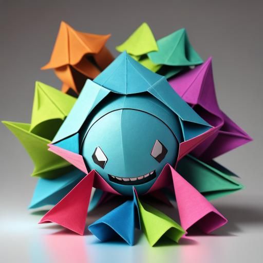 Laughing Alien in Origami Papercraft Style