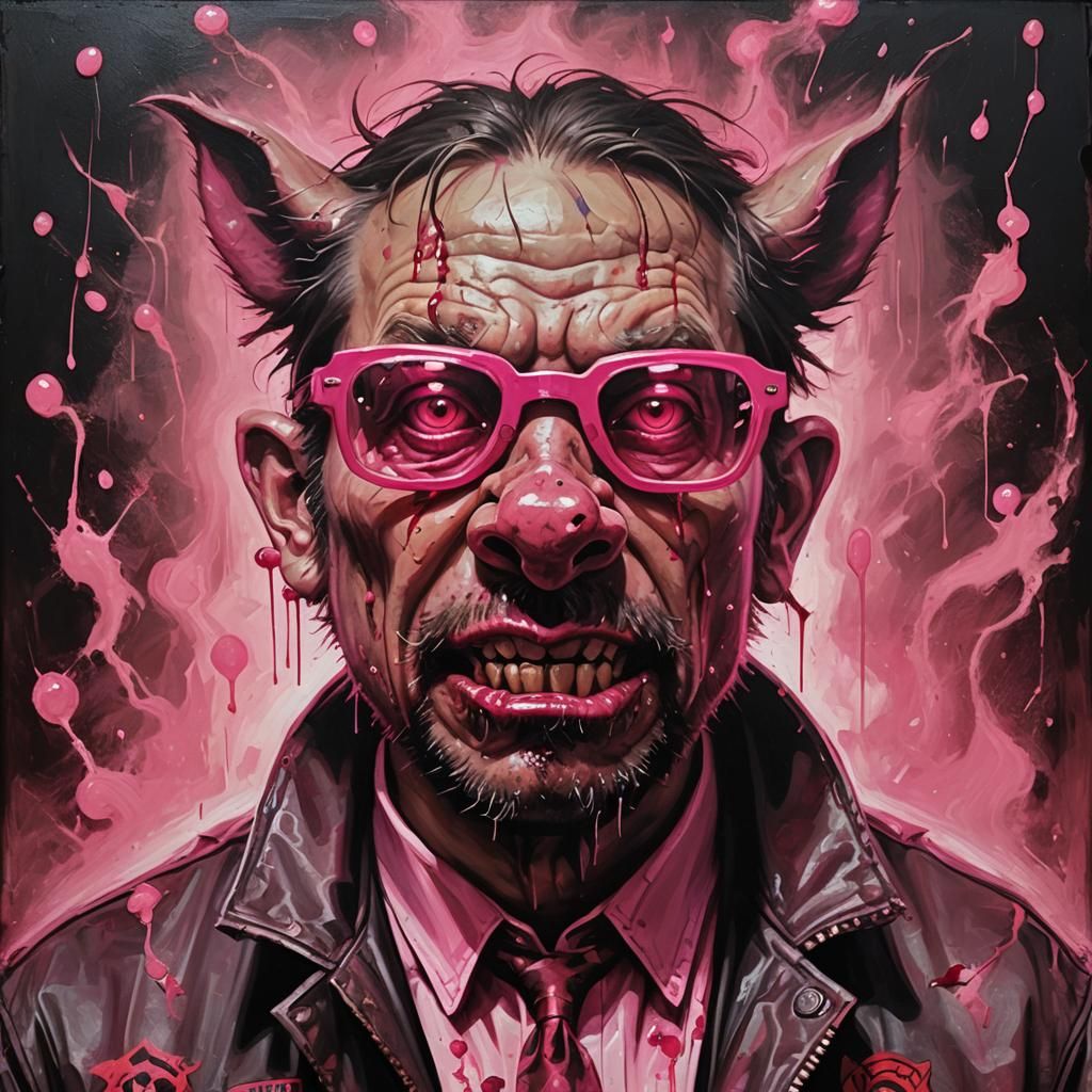 Sinister Pigman in Post-Apocalyptic Oil Painting