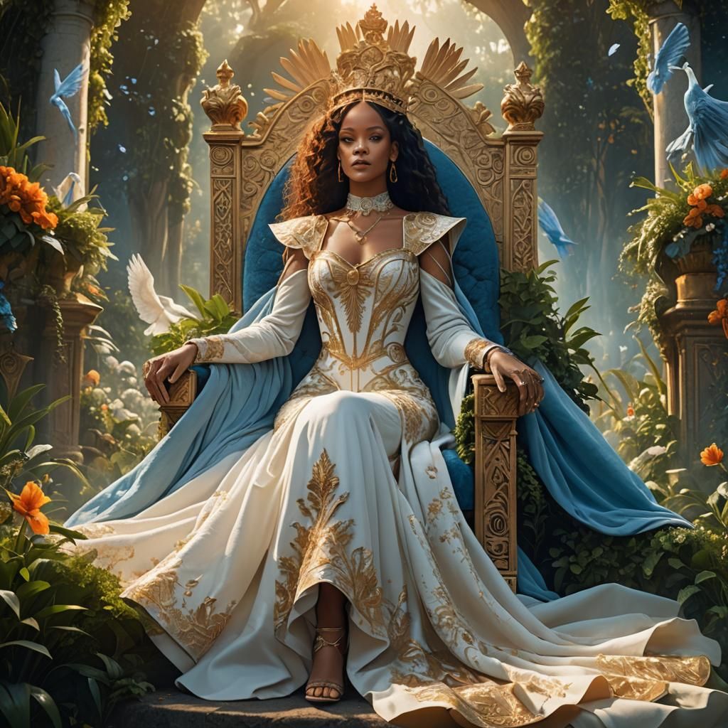 Rihanna as Queen of Peace in Fantasy Garden