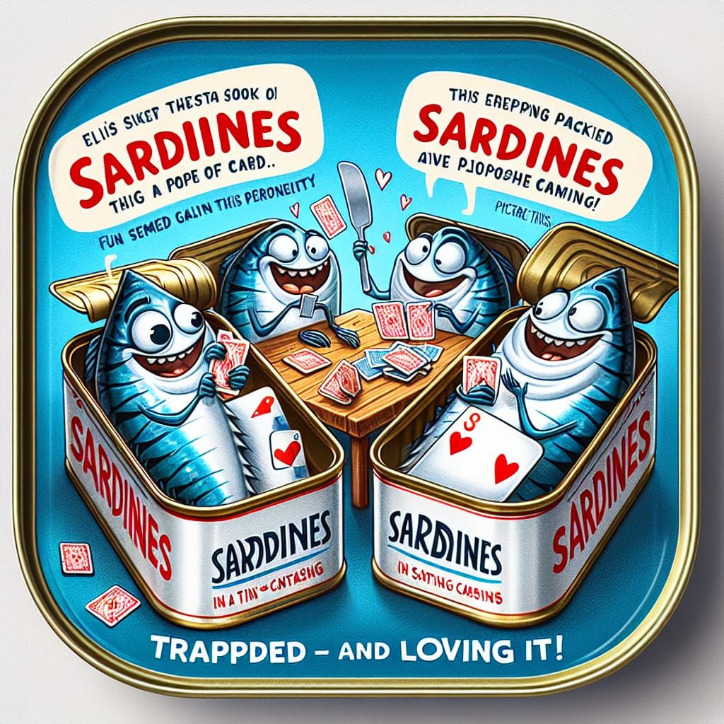 Humorous Sardine Can Design: Cartoon Fish Playing Cards
