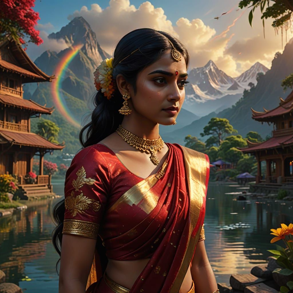 A Regal Woman in Traditional Indian Attire