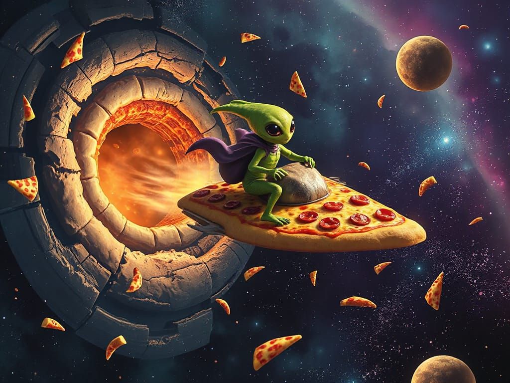 Intergalactic Pizza Delivery Through a Wormhole