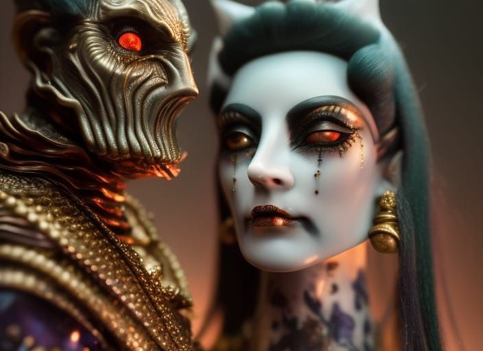 Gothic Vampire Portrait in Hyperrealistic Style