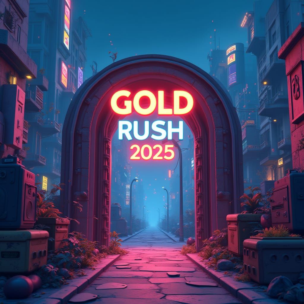 Cyberpunk Event Poster for GOLD RUSH 2025