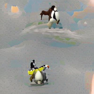Penguin Riding a Horse: A Whimsical Scene