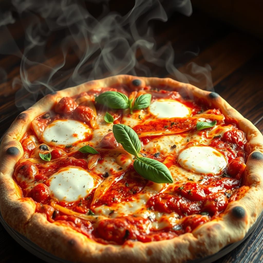 Italian Pizza in Cyberpunk Digital Art Style