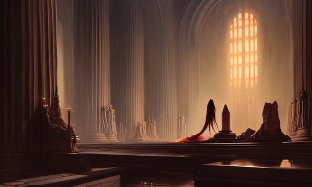 Dark Fantasy: Woman Worships at Pain Altar