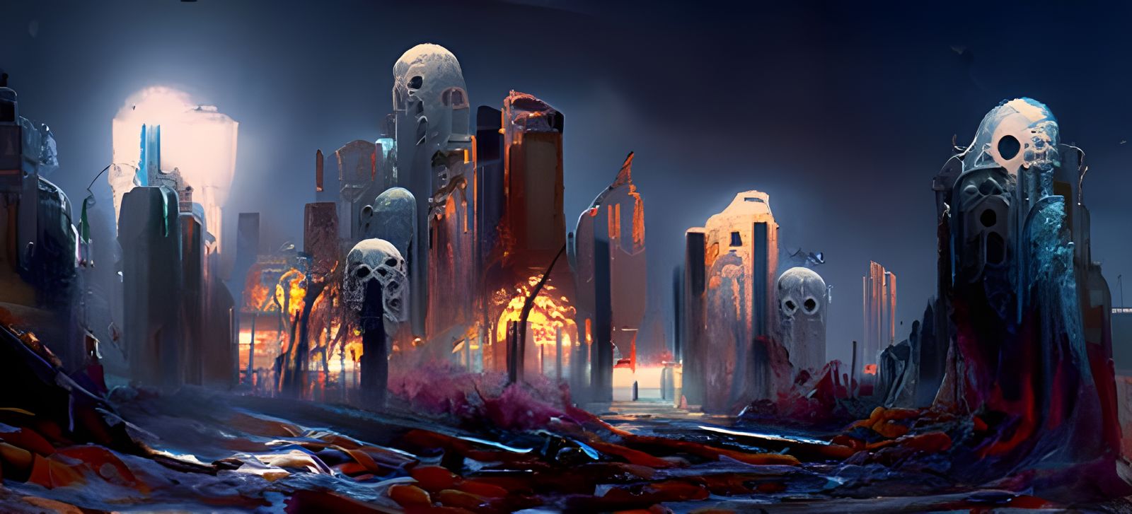 Eerie Ghost City: Hyperdetailed Matte Painting