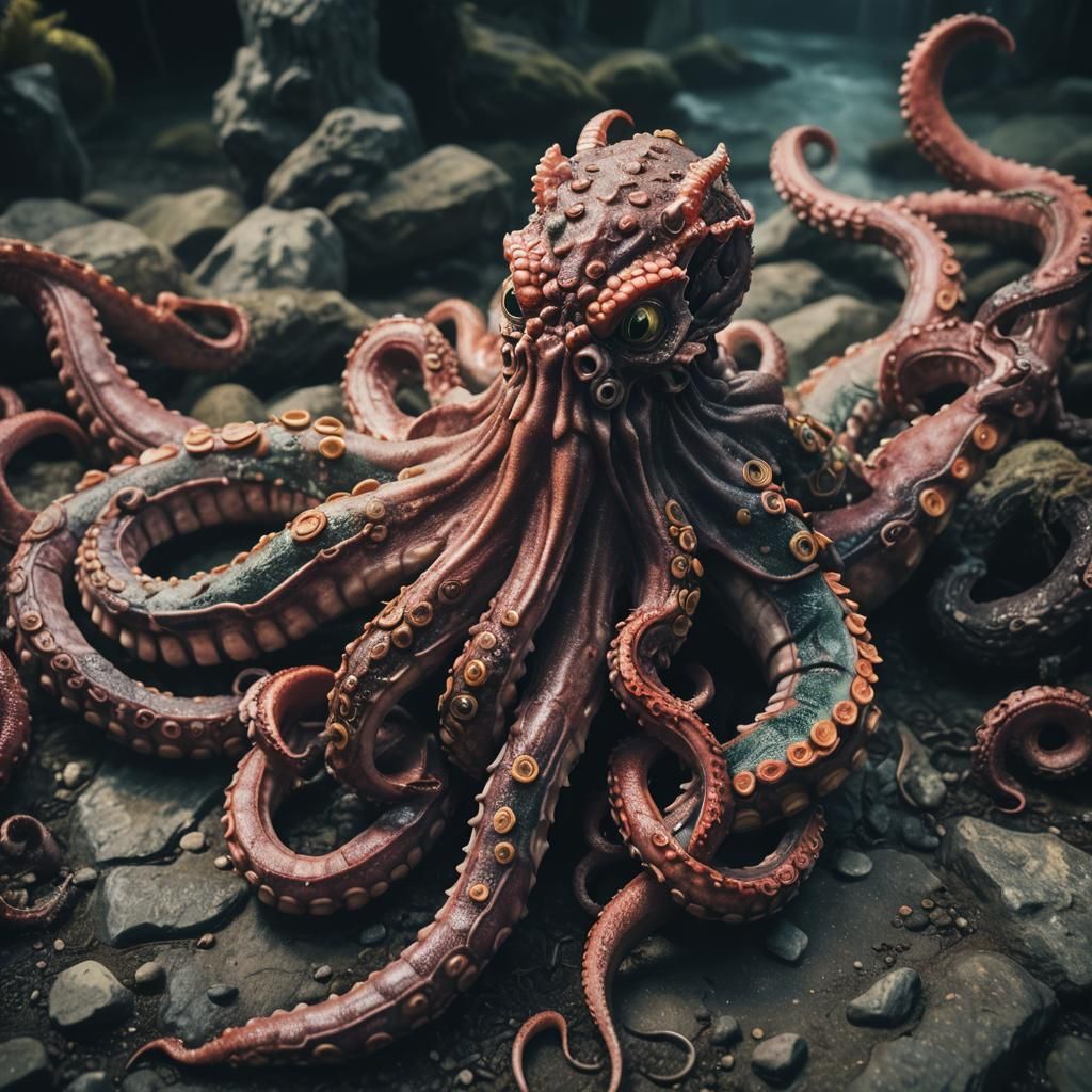 Epic Half-Octopus Half-Dragon Cinematic Film Still