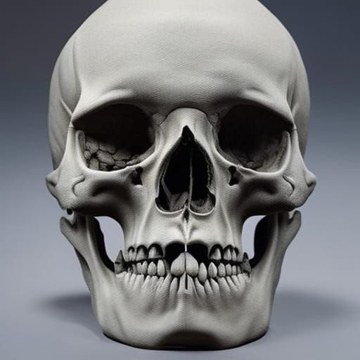 Bionic Skull in Sand: Hyperrealistic Digital Art