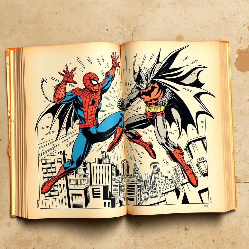 Vintage Comic Book Art: Spider-Man Battles Batman in a Class...
