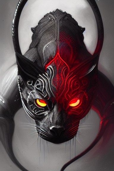 Sinister Panther with Glowing Eyes in Hyperrealism