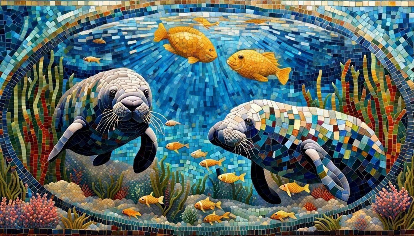 A Mosaic Manatee Couple