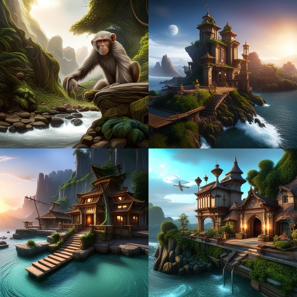 Fantastical Monkey Detailed Matte Painting