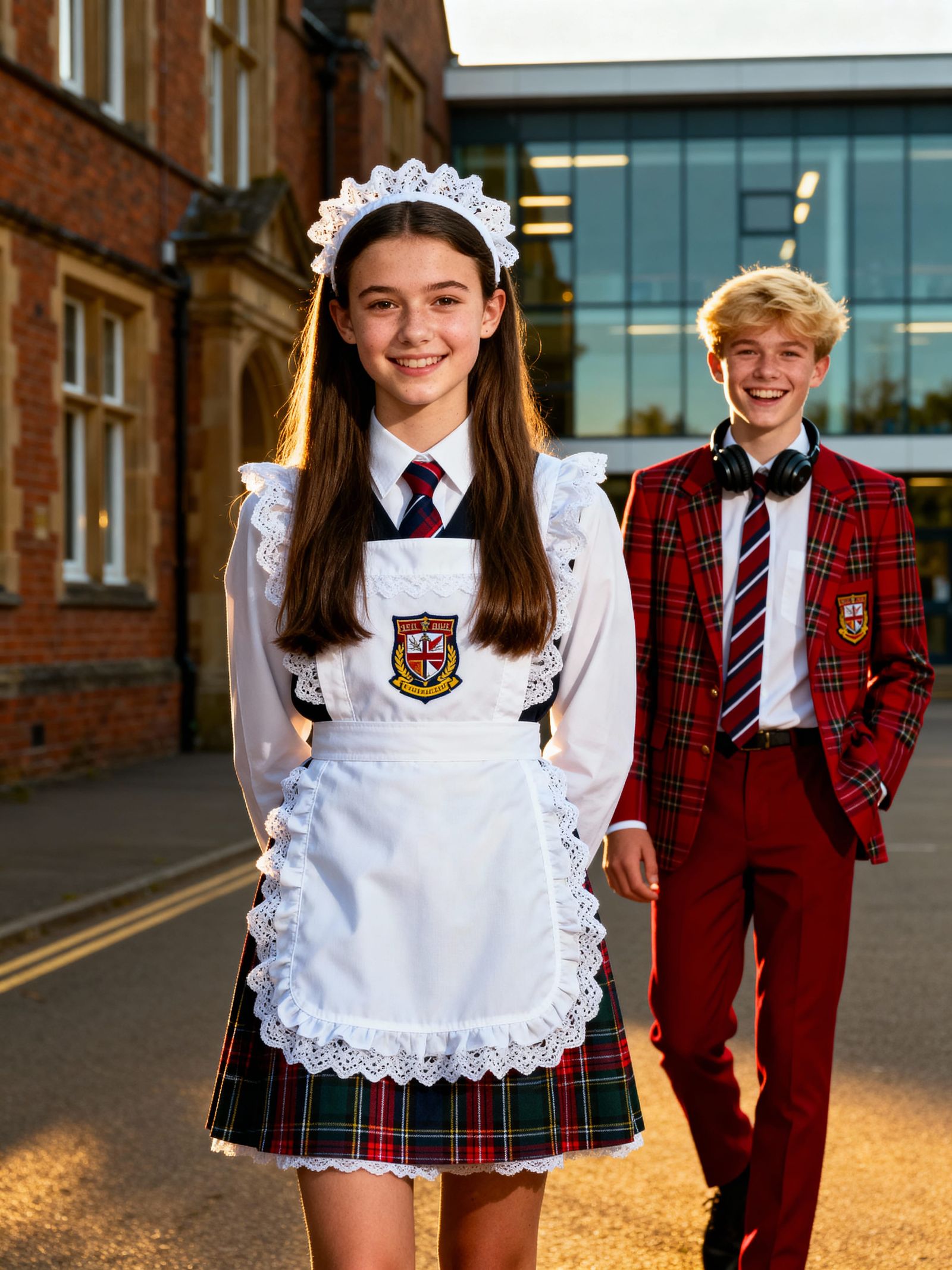 Students in Hybrid Uniforms at School