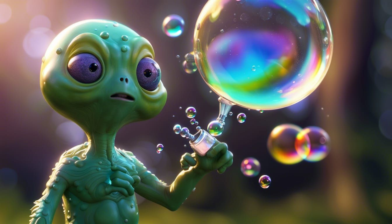 Dreamy Alien Groom Creates Crystal Soap Bubbles