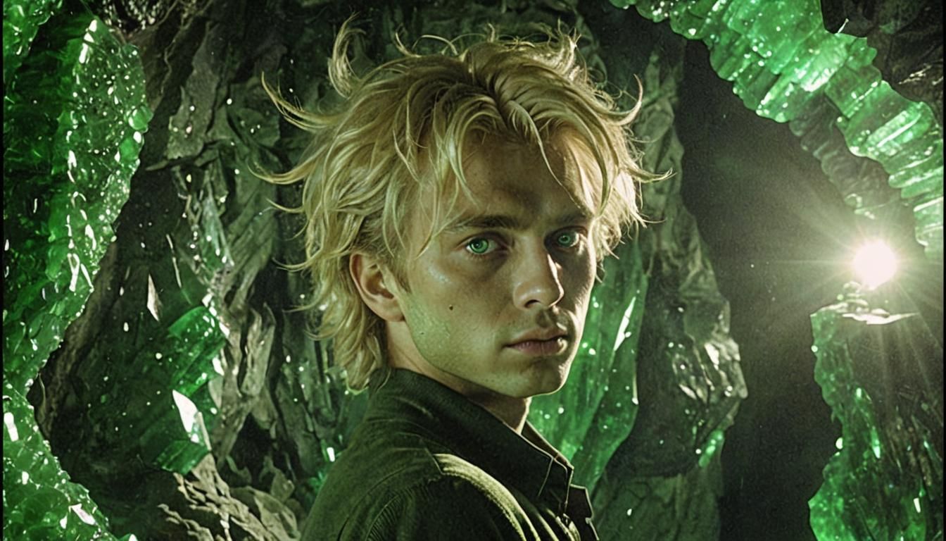 Mystical Cave Portrait in Film Noir Style