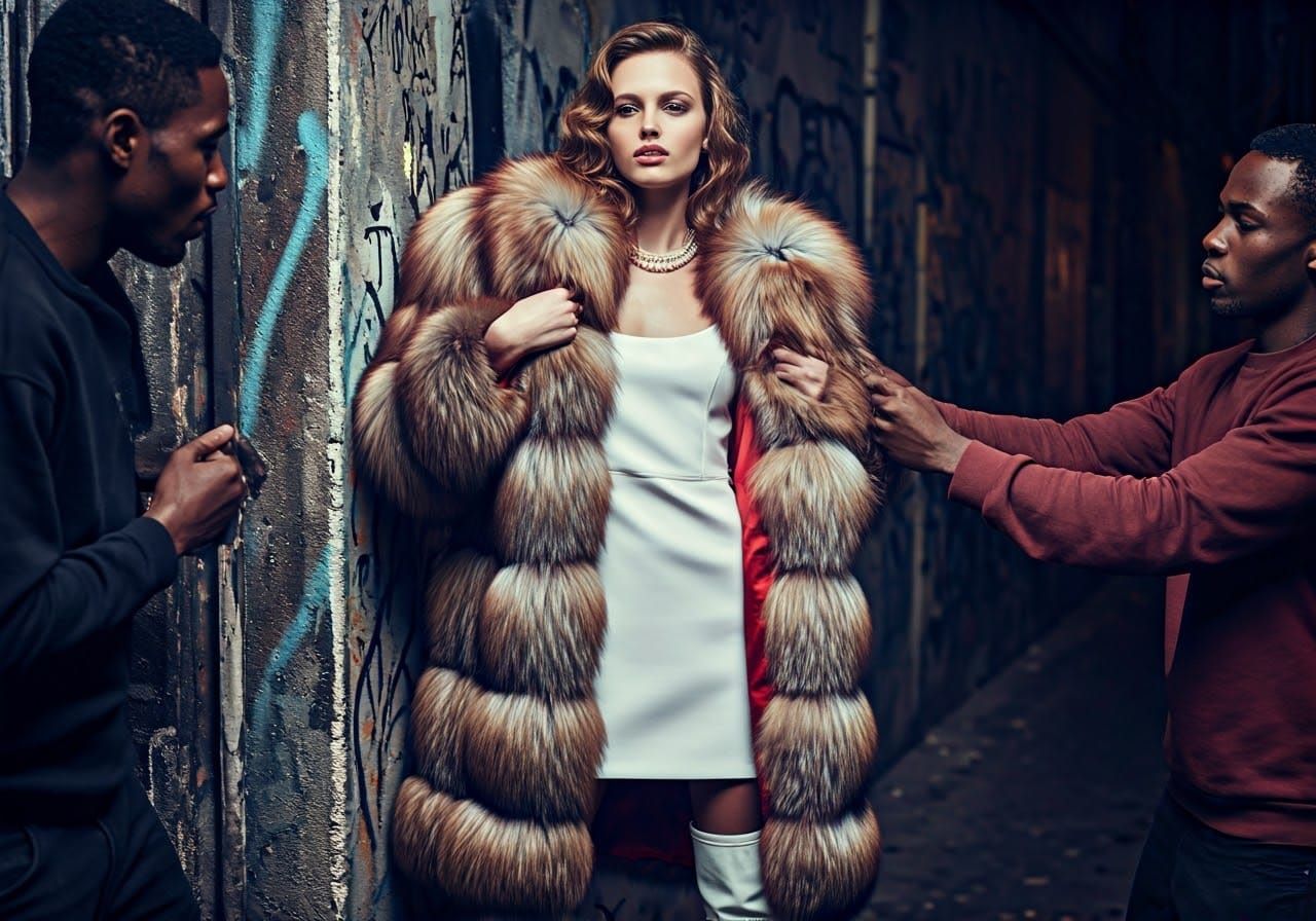 Elegant French Aristocrat in Neon Alleyway