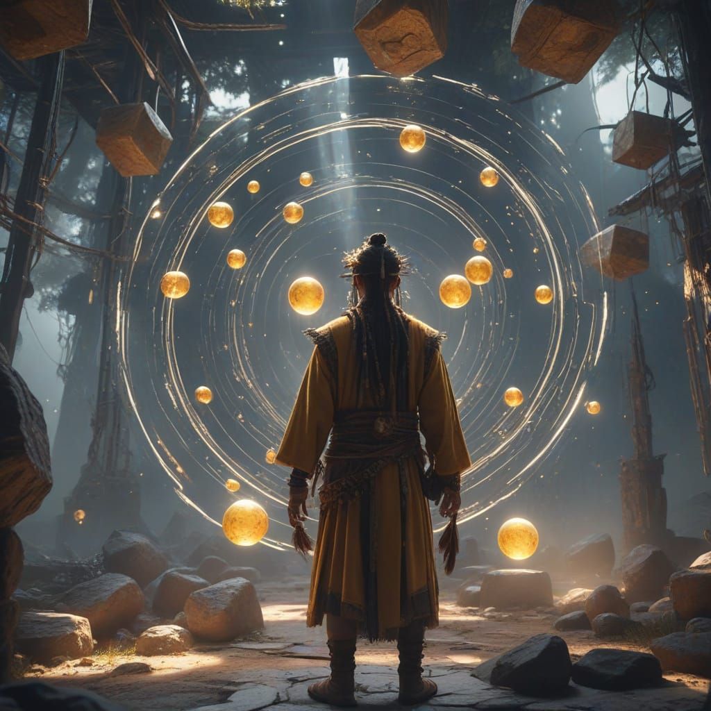 Shaman in Vibrant, Electric Realism