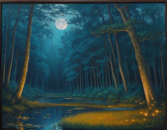 Mystical Forest at Twilight Oil Painting