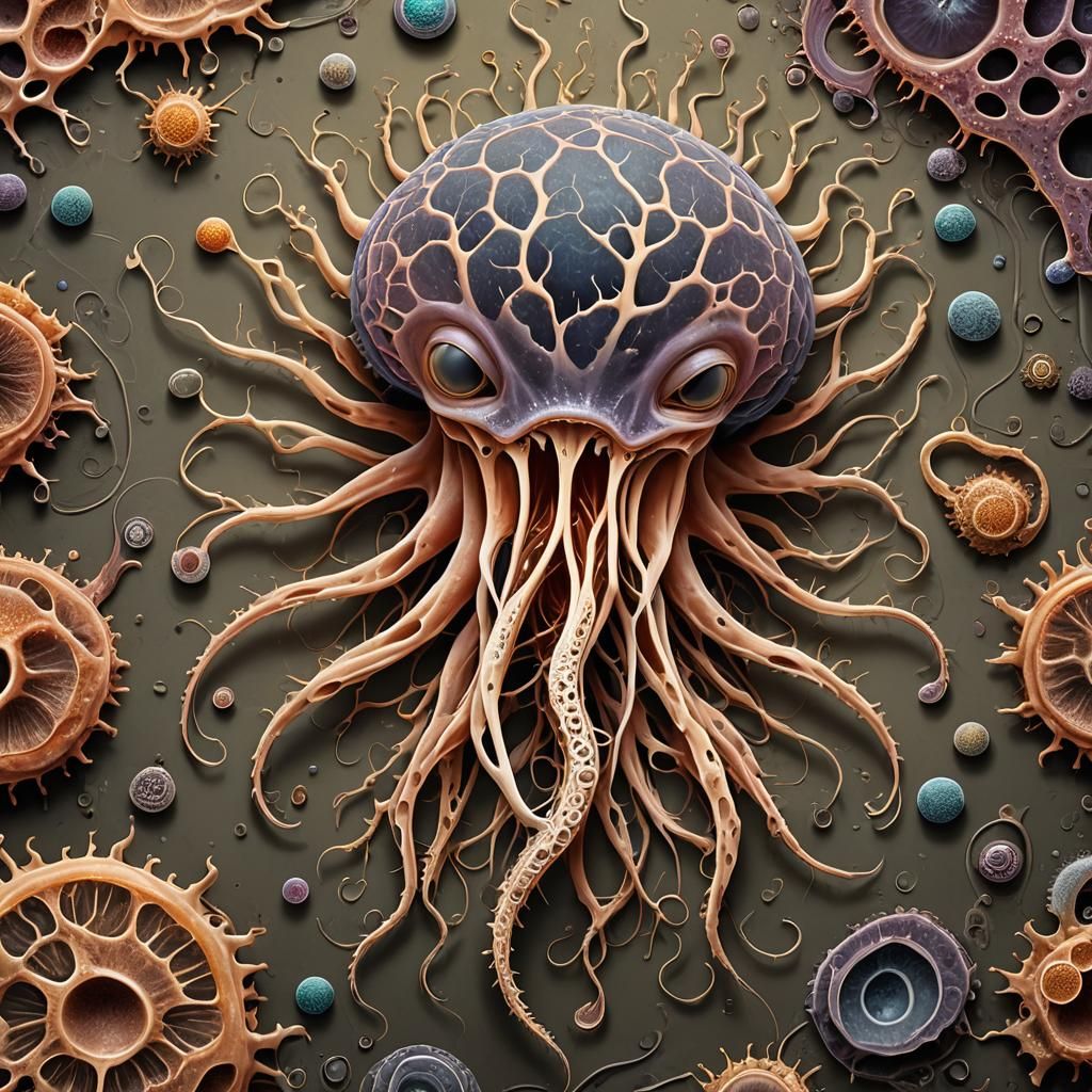 Surreal Amoeba Creature in Ethereal Fantasy Art