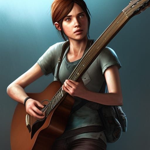 Joel and Ellie Play Guitar, Hyperdetailed Digital Art