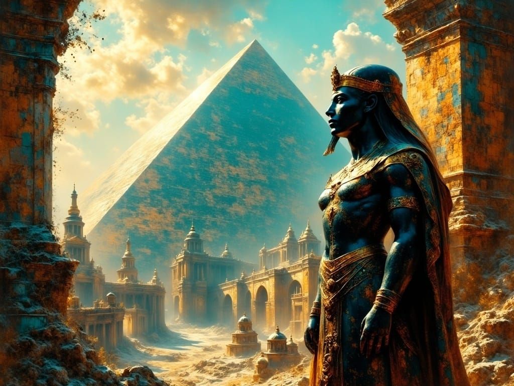 Egyptian Futuristic Cityscape in Vibrant HDR