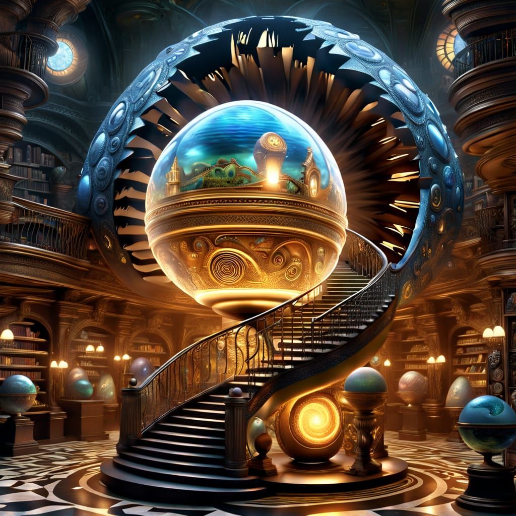 Surreal Laboratory Inside Faberge Egg, Digital Art