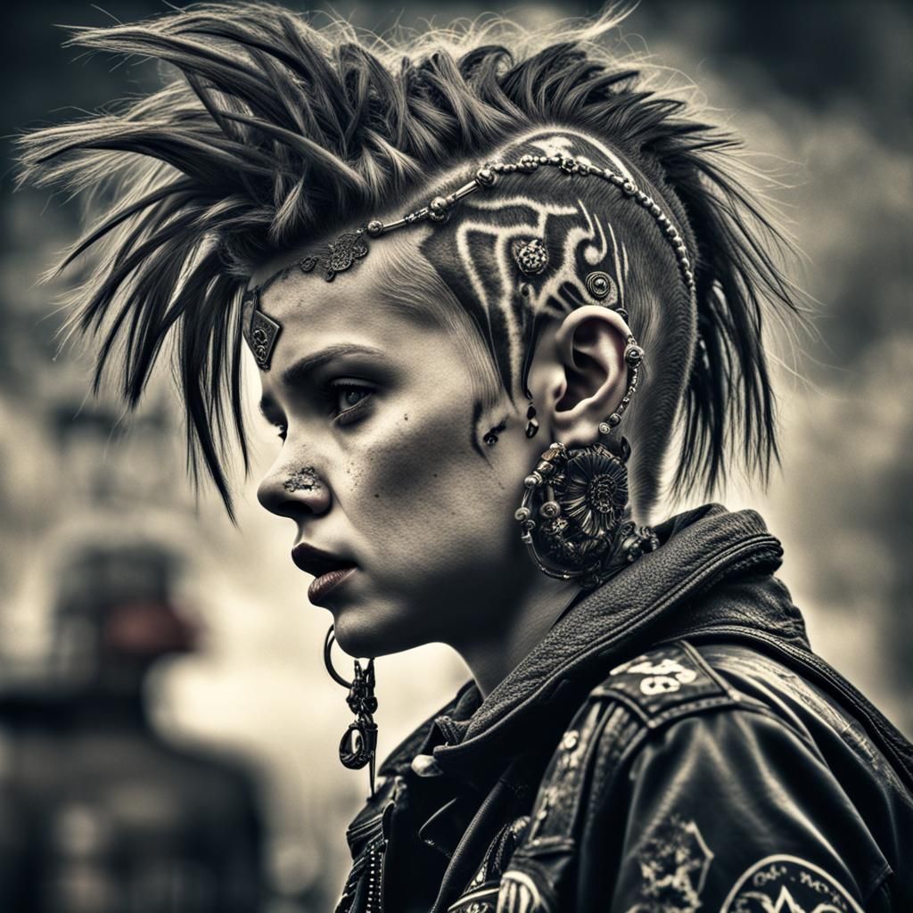 Hyperrealistic Punk Rock Girl Portrait in HDR