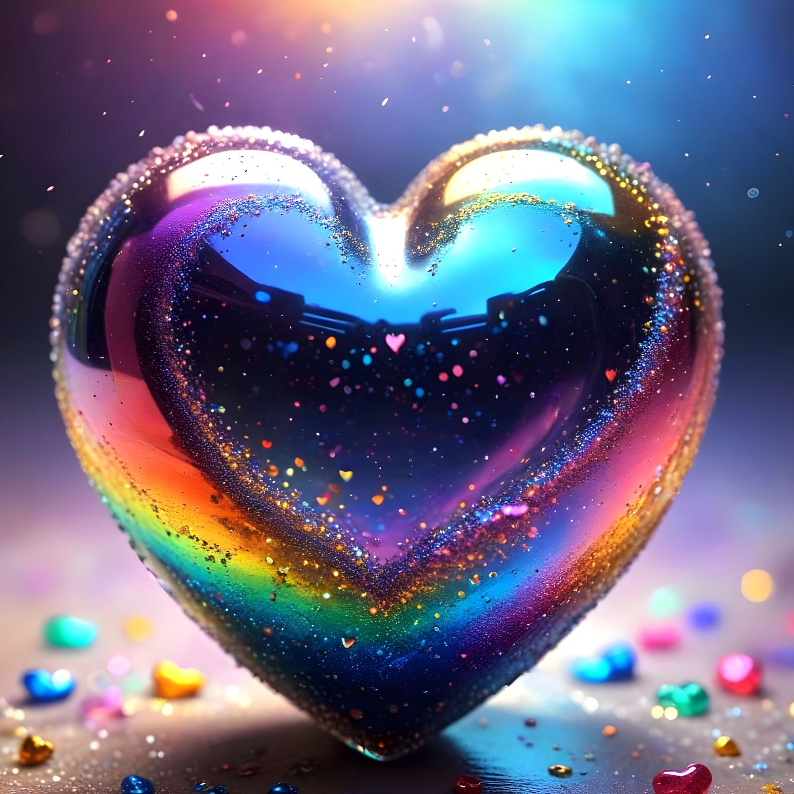 Majestic Iridescent Heart in Ethereal Fantasy Art