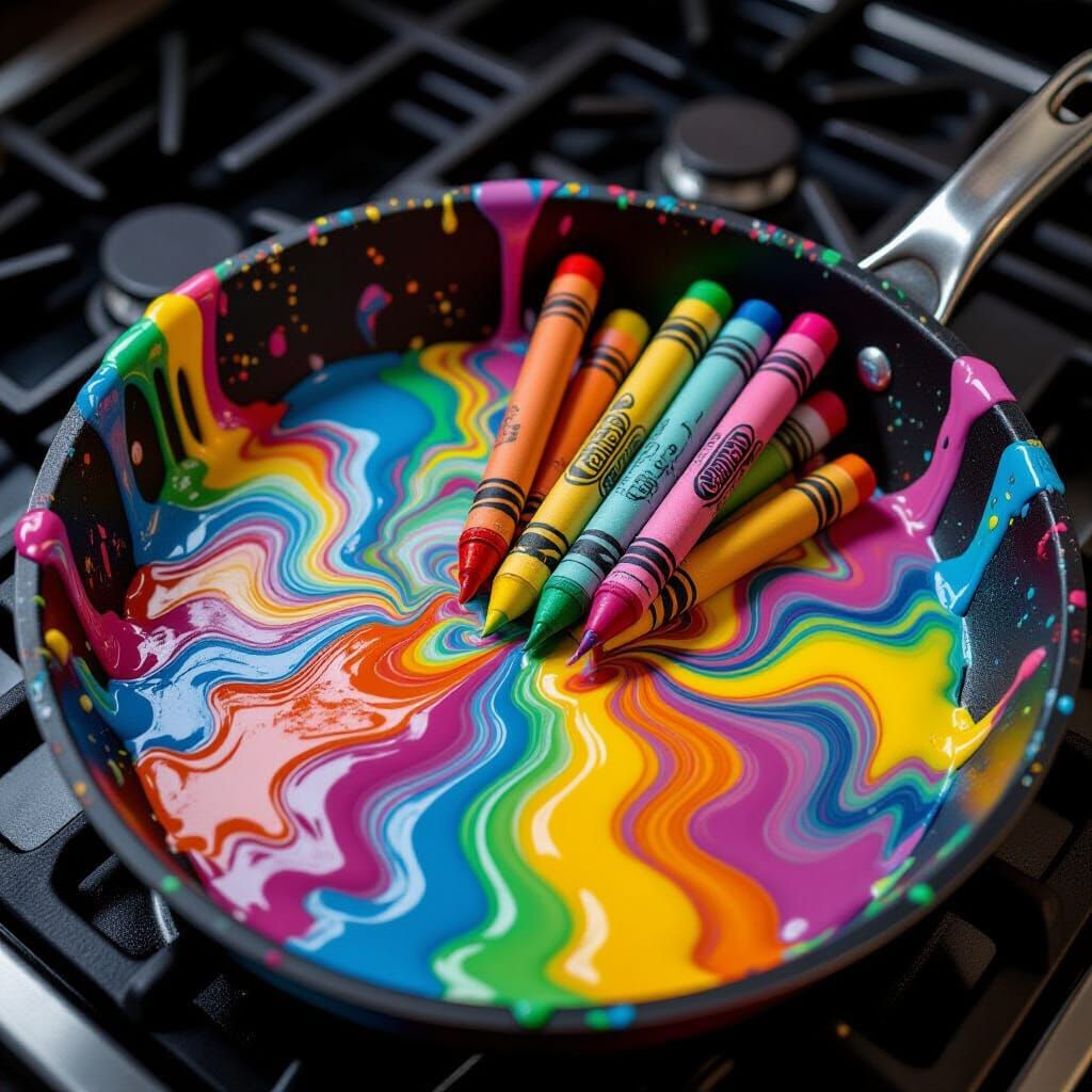 Melting Crayons in Synthwave Retro Style