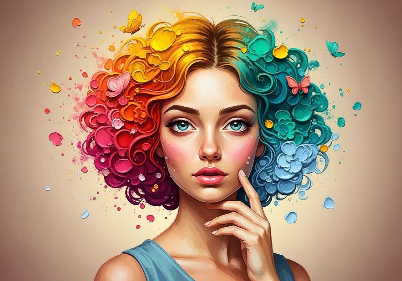 Whimsical Portrait of a Woman with Dreamlike Presence