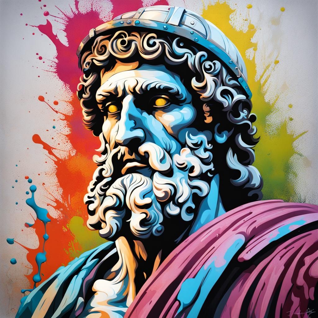 Giano, Roman God in Graffiti Splash Art Style