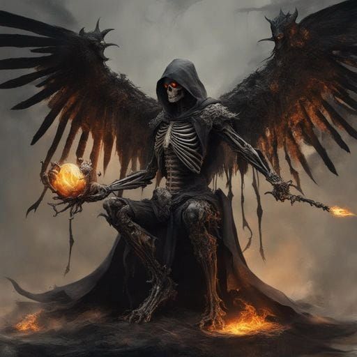 Winged Skeleton Paladin with Flaming Heart