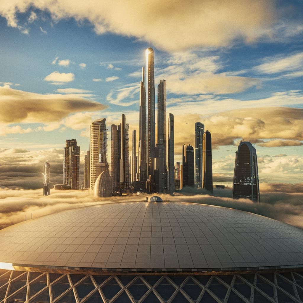 Futuristic Sky City in Venus Clouds