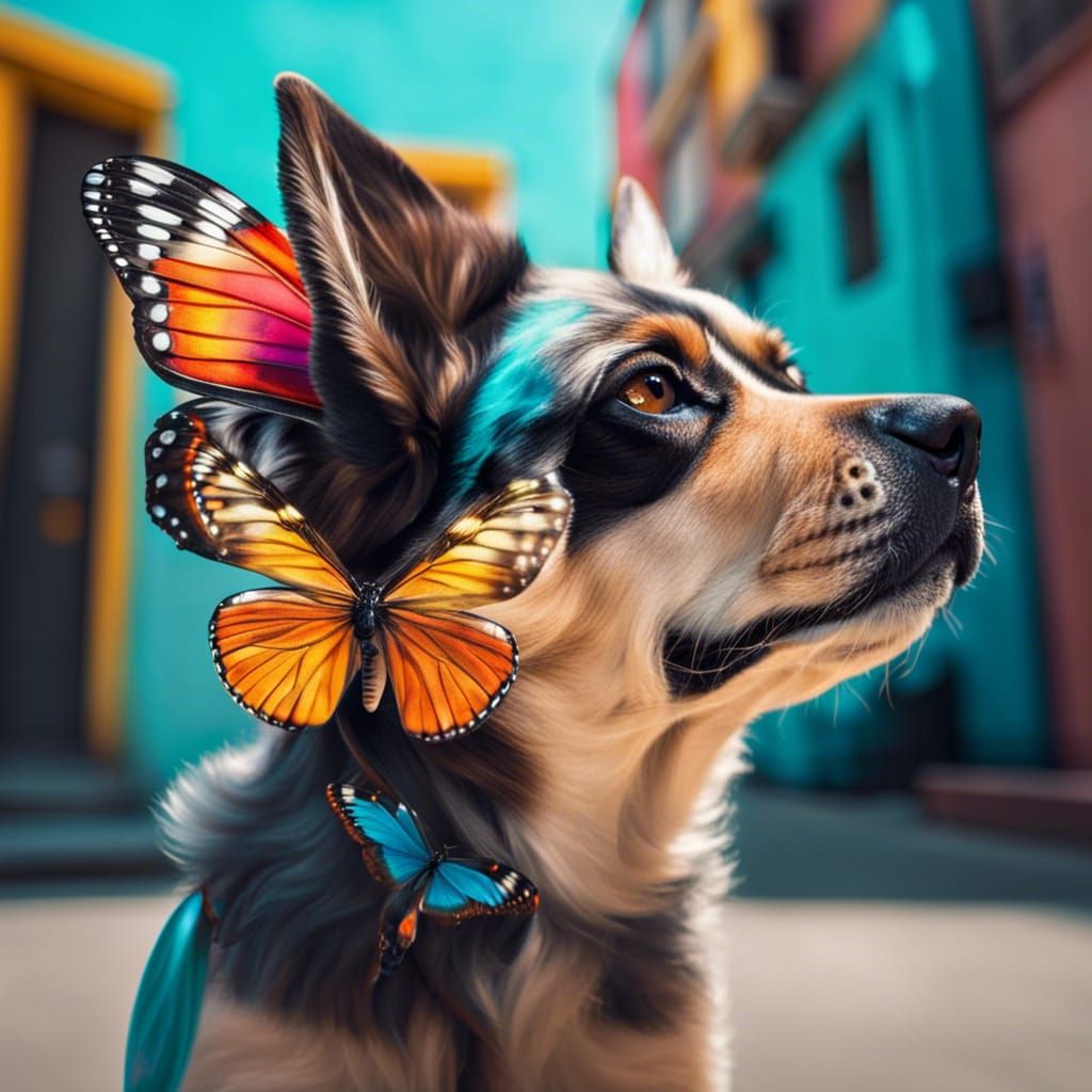 Dog with Butterfly: Hyperdetailed Street Photography