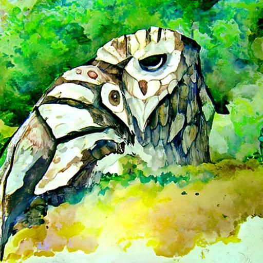 Majestic Giant Owl in Watercolor