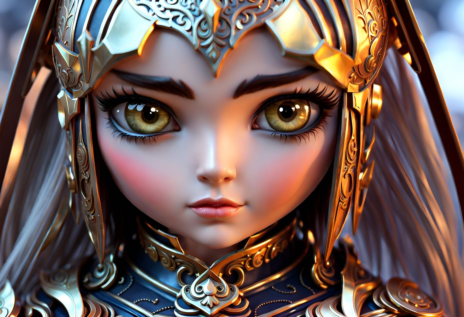Adorable Chibi Warrior Girl with Gorgeous Eyes