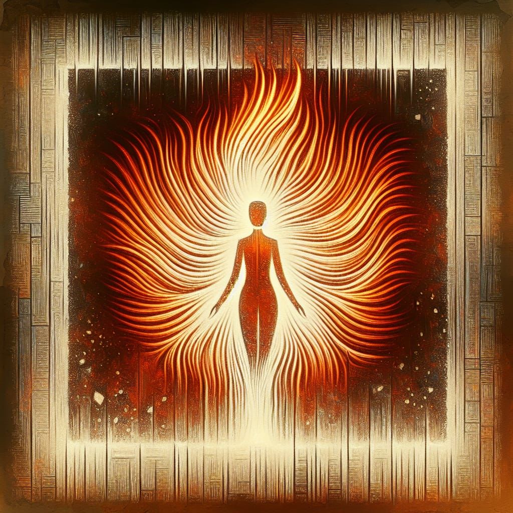 Mystic Fire Elemental in Abstract Vintage Style