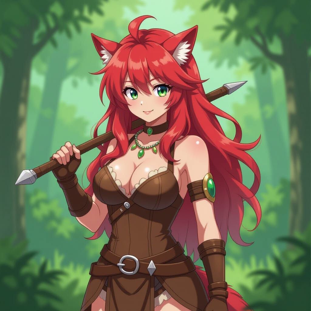 Anime Prehistoric Animal Tamer in Cel-Shaded Style